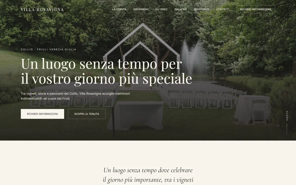 Homepage of the Villa Rosavigna demo website